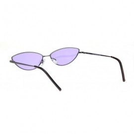 Cat Eye Womens Ironic Retro Narrow Metal Rim Cat Eye Sunglasses - Black Purple - CB18NDHWG5M $15.39