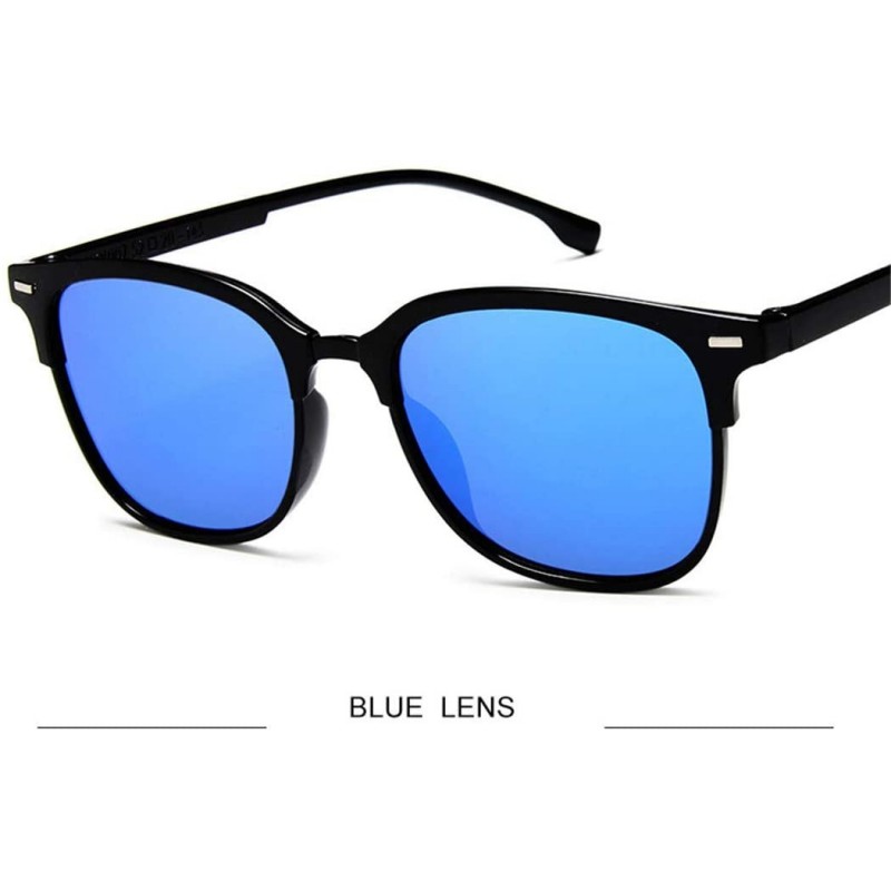 Goggle Vintage Square Sunglasses Women Man Silver Sun Glasses - Blue - CC194O0QOL0 $19.67