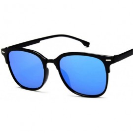 Goggle Vintage Square Sunglasses Women Man Silver Sun Glasses - Blue - CC194O0QOL0 $19.67