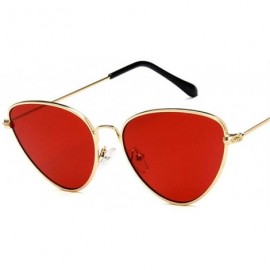 Aviator Sunglasses Women Cat Eye Metal Frame Retro Brand Designer Sun C1 Gold Red Multi - C2 Gold Pink - CN18YZWC4WW $10.09