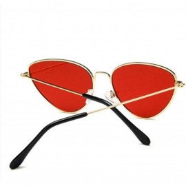 Aviator Sunglasses Women Cat Eye Metal Frame Retro Brand Designer Sun C1 Gold Red Multi - C2 Gold Pink - CN18YZWC4WW $10.09