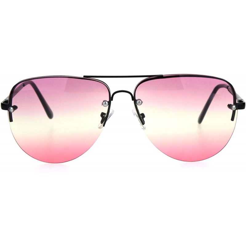 Rimless Oceanic Tie Dye Lens Rimless Officer Cop Racer Metal Rim Sunglasses - Black Purple Pink - CK18I64DELR $8.01