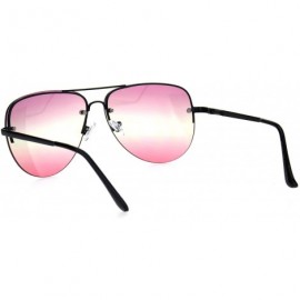 Rimless Oceanic Tie Dye Lens Rimless Officer Cop Racer Metal Rim Sunglasses - Black Purple Pink - CK18I64DELR $8.01