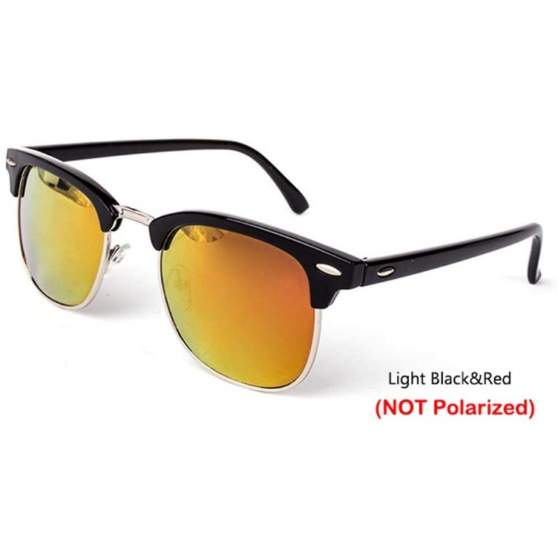 Rimless Semi-Rimless Sunglasses Women Men Polarized Retro Eyeglasses - C8 Lightblack Red - C6194OKLR8Y $13.09