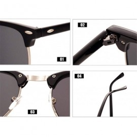 Rimless Semi-Rimless Sunglasses Women Men Polarized Retro Eyeglasses - C8 Lightblack Red - C6194OKLR8Y $13.09