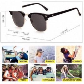 Rimless Semi-Rimless Sunglasses Women Men Polarized Retro Eyeglasses - C8 Lightblack Red - C6194OKLR8Y $13.09