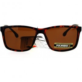 Rectangular Polarized Lens Mens Sunglasses Classic Fashion Rectangular Frame - Tortoise (Brown) - CU1859NMTM2 $9.78