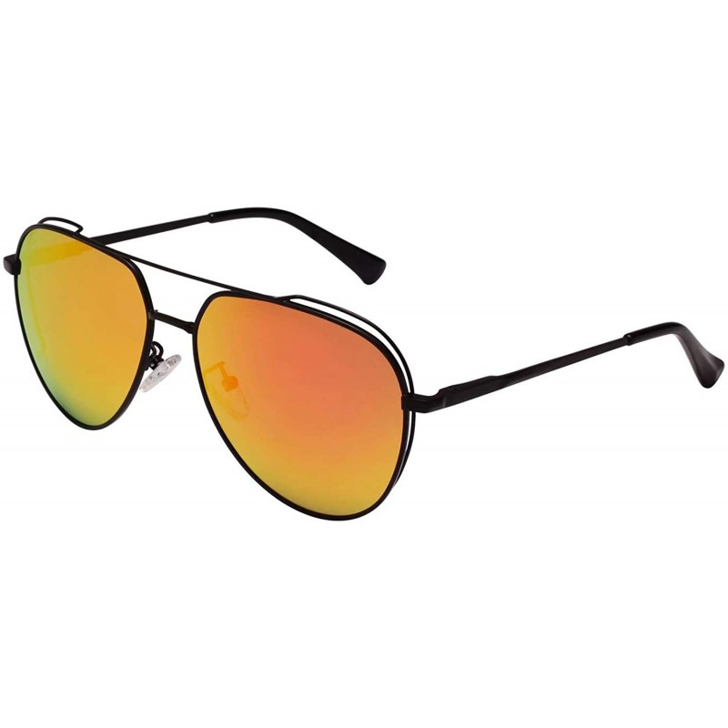 Aviator Classic Aviator Metal Frame Sunglasses with Spring Hinges for Men and Women 1930 - Orange - CE18QRX8N3S $16.20