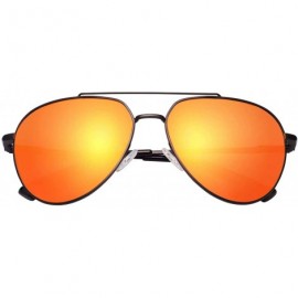 Aviator Classic Aviator Metal Frame Sunglasses with Spring Hinges for Men and Women 1930 - Orange - CE18QRX8N3S $16.20