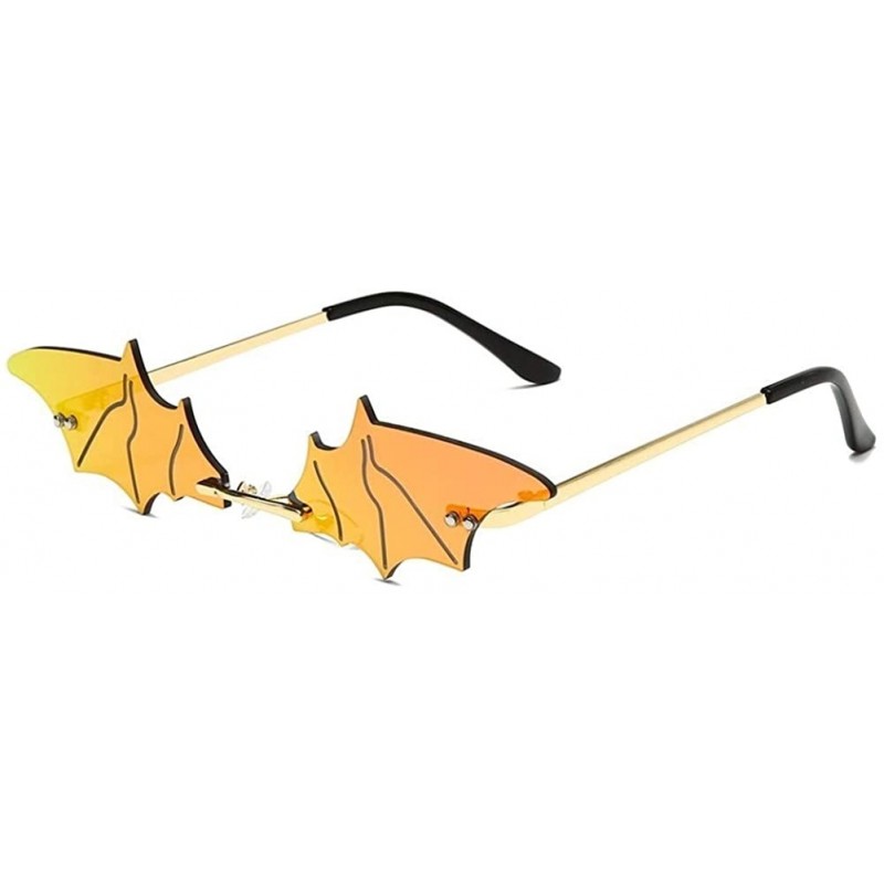 Rimless Bat Sunglasses for Women Rimless Sun Glasses Eyewear Shades - Orange Lens - C81902AC73W $13.95