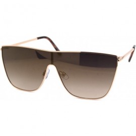 Shield Womens Oversize Metal Rim Cat Eye Shield Diva Sunglasses - Gold Gold Mirror - C218XEGGHW4 $11.54