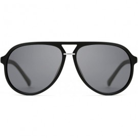 Round Lightweight Sunglasses for Men Polarized UV Protection-Aviator Black - CP18SU56CMW $49.46