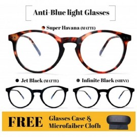 Round blue light blocking (Anti Bluelight) glasses 50mm unisex For Men And Women (Round) - Black - C41983H052N $20.92