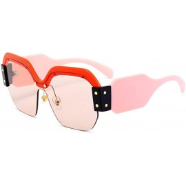 Oversized Semi Rimless Sunglasses For Women Trendy Candy Color Designer Glasses - C2 - CM18CQL45DA $11.57