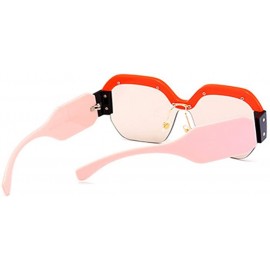 Oversized Semi Rimless Sunglasses For Women Trendy Candy Color Designer Glasses - C2 - CM18CQL45DA $11.57