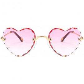 Square Women Heart Shaped RimlSunglasses Thin Metal Frame UV Protection Sun Glasses Vacation Festival Fishing - Pink - C0197Y...