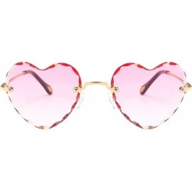 Square Women Heart Shaped RimlSunglasses Thin Metal Frame UV Protection Sun Glasses Vacation Festival Fishing - Pink - C0197Y...