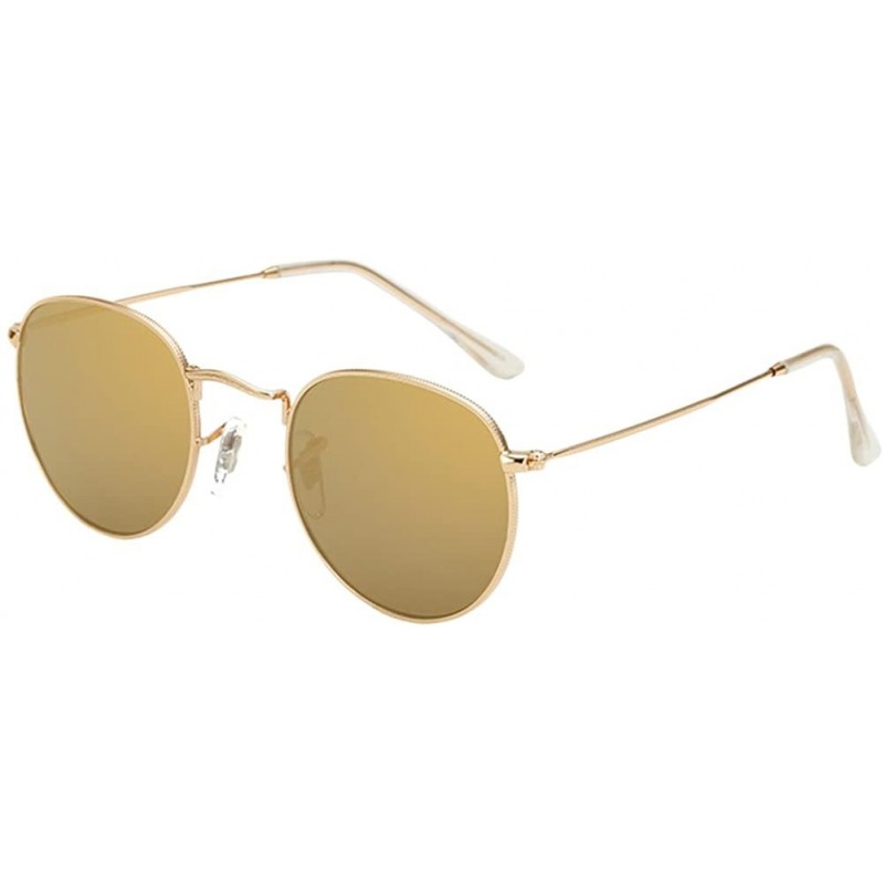 Round Vintage Metal Round Oversized Sunglasses & Case Designer Sunglasse Women - Gold&gold - CG1808I9EWY $16.07