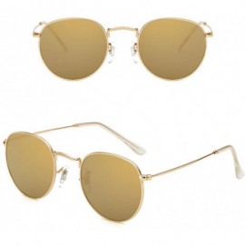 Round Vintage Metal Round Oversized Sunglasses & Case Designer Sunglasse Women - Gold&gold - CG1808I9EWY $16.07