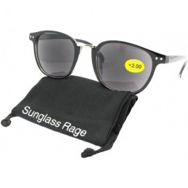 Round Round Retro Look With Dark Full Reading Lens Sunglasses R98 - Black Frame-gray Lenses - CX18G4DNZK8 $14.54