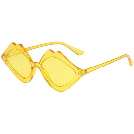 Rectangular Fashion Women's Sunshade Sunglasses Jelly Candy Integrated Color Glasses - Yellow - CF18SEIGEAS $8.34