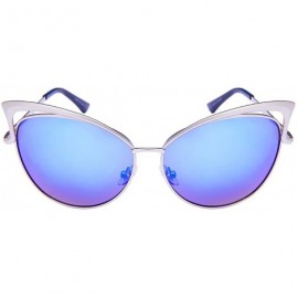 Cat Eye Fashion Oversized Metal Cat Eye Sunglasses Color Mirror & Gradient Lens for Women - CB12N70957F $12.33