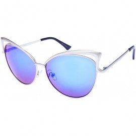 Cat Eye Fashion Oversized Metal Cat Eye Sunglasses Color Mirror & Gradient Lens for Women - CB12N70957F $12.33