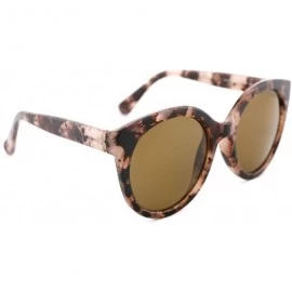 Round Retro Polarized Sunglasses for Women Vintage Cat Eye Plastic Frame - Leopard - CD18UCO2TMS $15.67