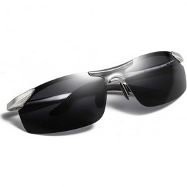 Rectangular Aluminum Magnesium Polarized Sunglasses - Silver&silver - CI18QW8N6E6 $9.66