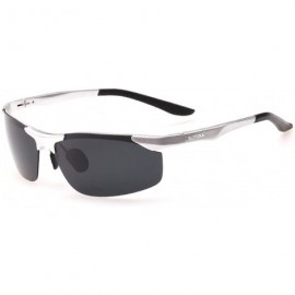 Rectangular Aluminum Magnesium Polarized Sunglasses - Silver&silver - CI18QW8N6E6 $9.66