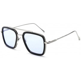 Square Sunglasses sunglasses Europe and the United States square men's flat mirror sunglasses sunglasses - C618WWL2A70 $33.46