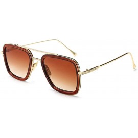 Square Sunglasses sunglasses Europe and the United States square men's flat mirror sunglasses sunglasses - C618WWL2A70 $33.46