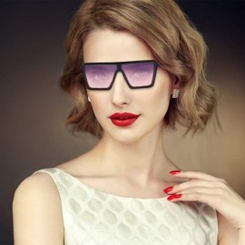 Square Flat Top Square Sunglasses Women Men Shade Big Frame Retro Gradient Eyewear - D - C4190O7NLKD $9.18