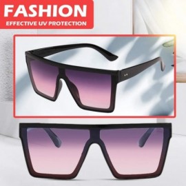 Square Flat Top Square Sunglasses Women Men Shade Big Frame Retro Gradient Eyewear - D - C4190O7NLKD $9.18