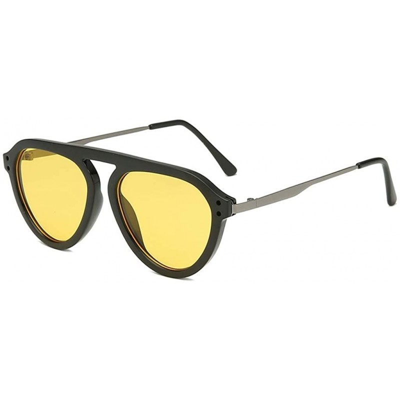 Oversized Big Width Vintage Sunglasses GorNorriss - Yellow Lens/Yellow Frame - CZ18QGR33CS $9.51