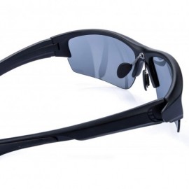 Wrap Men's Polarized Sunglasses Semi Rimless Sports Wrap Glasses for Driving Fishing Cycling - Matte Black - CR18NAUURLC $19.31