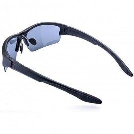 Wrap Men's Polarized Sunglasses Semi Rimless Sports Wrap Glasses for Driving Fishing Cycling - Matte Black - CR18NAUURLC $19.31