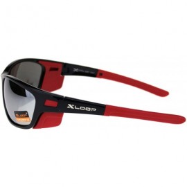 Oval Xloop Sunglasses Mens Wrap Around Side Cover Oval Shield Frame UV 400 - Black Red (Silver Mirror) - CH192RSO2T2 $13.64