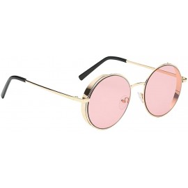 Round New Vintage Polarized Steampunk Sunglasses Fashion Round Mirrored Retro Eyewear - Style 1-pink - C61946QXCEZ $14.55