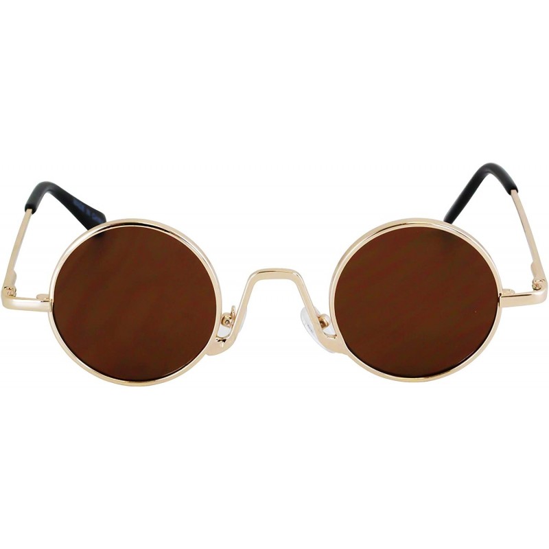 Round Vintage Slender Round Sunglasses Retro Small Metal Frame Candy Colors - Brown - CC18UL48CA6 $11.74