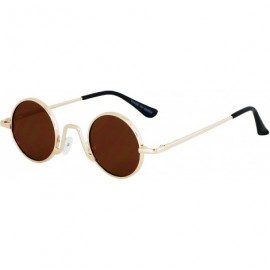 Round Vintage Slender Round Sunglasses Retro Small Metal Frame Candy Colors - Brown - CC18UL48CA6 $11.74