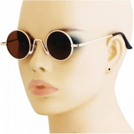 Round Vintage Slender Round Sunglasses Retro Small Metal Frame Candy Colors - Brown - CC18UL48CA6 $11.74