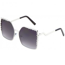 Oversized Oversized Butterfly Sunglasses Gold Rim Metal Bridge Unisex Fashion Eyewear - Silver/Smoke - CU182SZ59GY $8.13