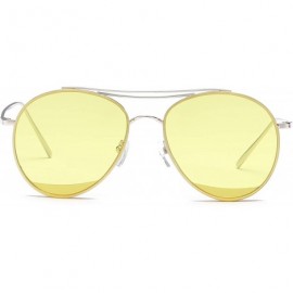 Oversized Colorful Tinted Lens Metal Frame Aviator Sunglasses Light Color Lens Glasses - CZ18OAA6HIY $7.25