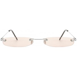 Oval Vintage Rectangle Sunglasses for Women Men Retro Small Thin Sunglasses Metal Frame - 08-light Tea - C118X2LOQAI $15.98