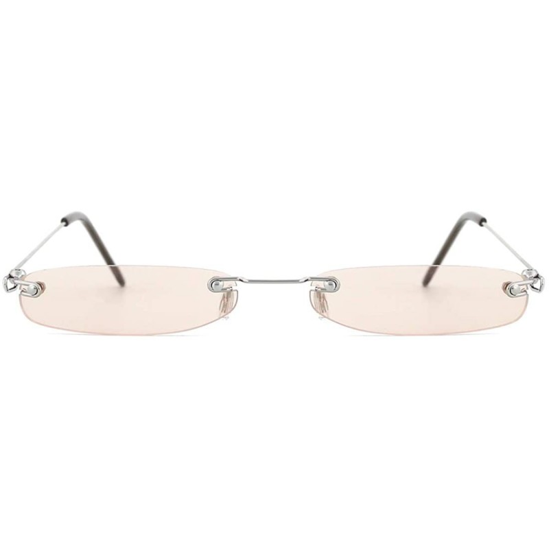 Oval Vintage Rectangle Sunglasses for Women Men Retro Small Thin Sunglasses Metal Frame - 08-light Tea - C118X2LOQAI $15.98