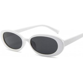 Oval Style Oval Sunglasses Women Vintage Retro Round Frame White Mens Sun Cows Color - Whitegray - CO18Y3OCNOS $8.20