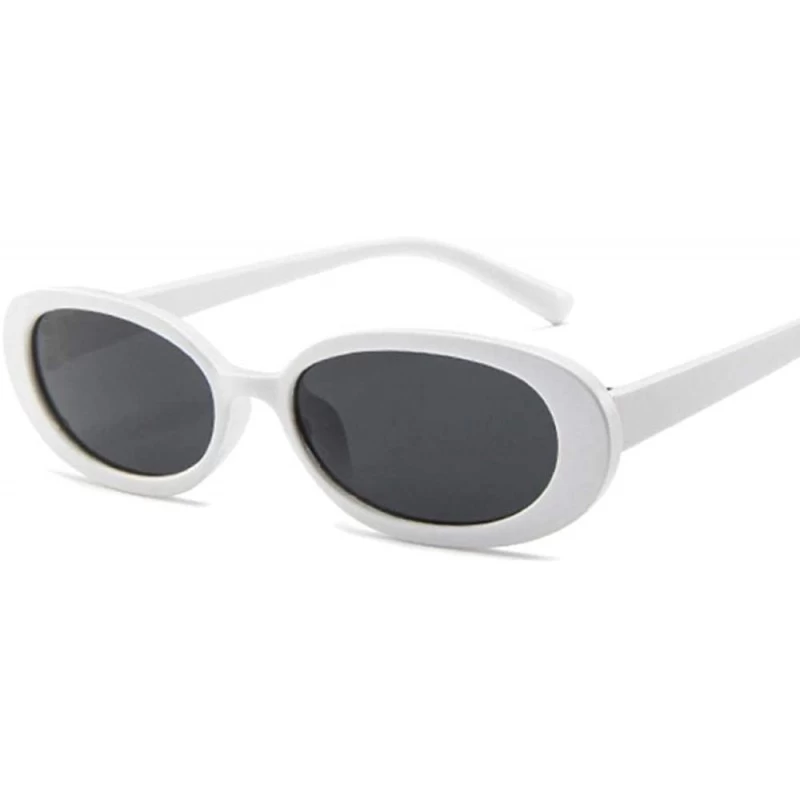 Oval Style Oval Sunglasses Women Vintage Retro Round Frame White Mens Sun Cows Color - Whitegray - CO18Y3OCNOS $8.20