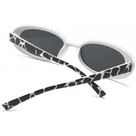 Oval Style Oval Sunglasses Women Vintage Retro Round Frame White Mens Sun Cows Color - Whitegray - CO18Y3OCNOS $8.20