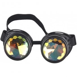 Goggle Kaleidoscope Rave Goggles Steampunk Glasses with Rainbow Crystal Glass Lens - Black - C612LGPJS07 $11.58